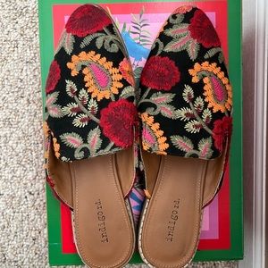 Colorful embroidered mules
